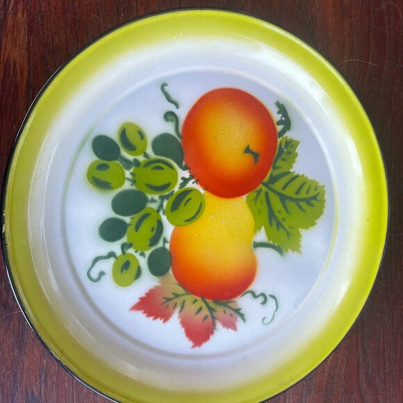 Vintage Mexico Fruit Themed Enamelware Tray - Picture 1 of 3